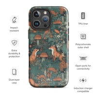 Image 1 of Boho Nature Cottagecore Inspired Fox Among Mushrooms Tough Case for iPhone®