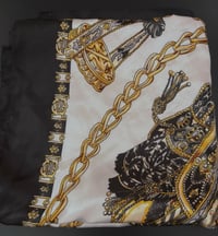 Image 3 of Black & White Silk Head Scarf 