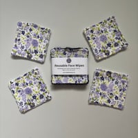 Image 2 of Purple Floral Reusable Makeup Remover Pads (Pack of 4) – Eco Friendly Washable Face Wipes