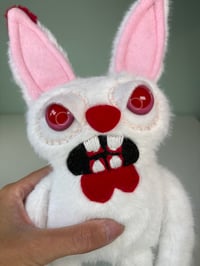 Image 2 of Weighted Evil White Rabbit with Pink Eyes