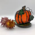 Bright Orange Pumpkin Candle Holder 