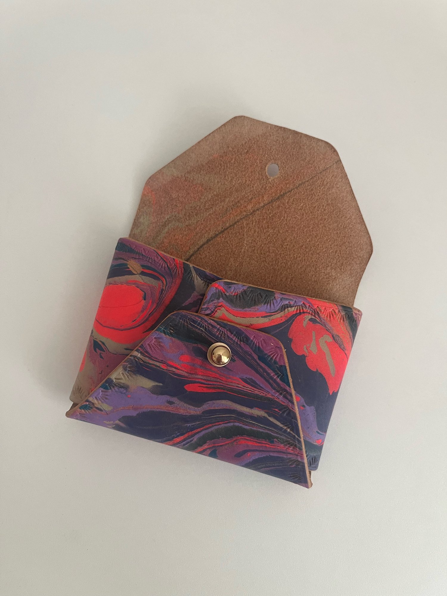 Image of Blue/Purple Marbled “No Stitch” Card Wallet 