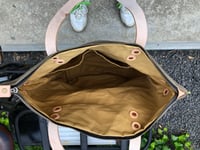 Image 5 of Bike pannier / diaper bag convertible into bicycle bag in waxed canvas with zipper closure / tote ba