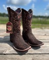 Los Altos Men’s Matte Brown Python Wide Square Toe Boots