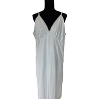 Image 5 of Vintage Pale Blue Cotton Midi Slip Dress   with Trim- Size M