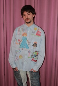 Image 3 of SHIRT «  LA CHEMISE DE PAPA »  BLUE RED BRODERY ‼️💋