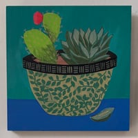 ART - Succulent and Cactus in Floral Planter