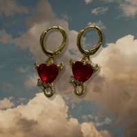 Image 1 of -;- RED DEVIL HEART HOOPS -;-