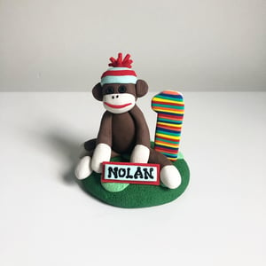 Image of Custom Sock Monkey Birthday Cake Topper