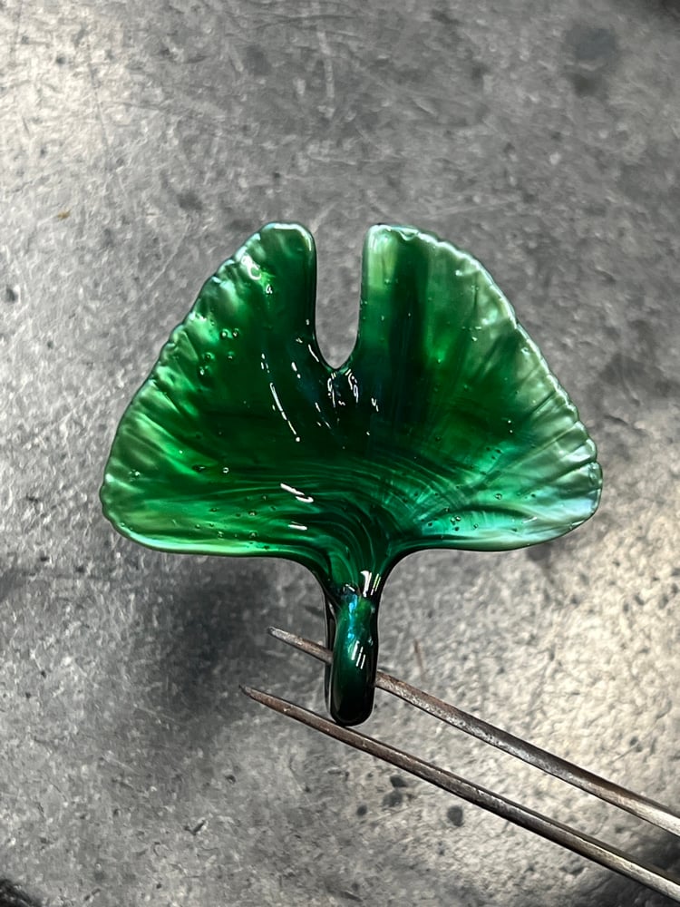 Image of Metallic Green Ginkgo Leaf Pendant