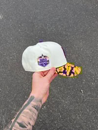 Image 3 of LAKERS GOLD BRIM TRI TONE LOS ANGELES DODGERS CUSTOM FITTED CAP