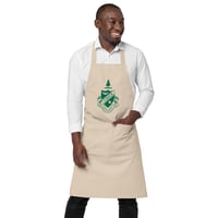 Image 1 of Organic cotton apron with green screenprint Grier crest