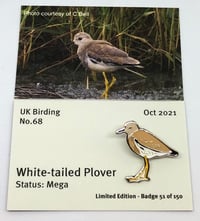 Image 1 of White-tailed Plover - October 2021 - UK Birding - Enamel Pin Badge
