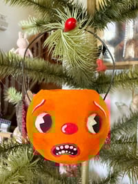 Frightened Mini Jack O' Lantern with Flameless Tealight Candle I