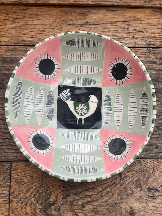 Image of Medium handbuilt and decorated earthenware bowl