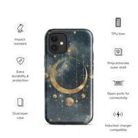 Image 8 of Blue and Gold Celestial Moons Design Tough Case for iPhone®