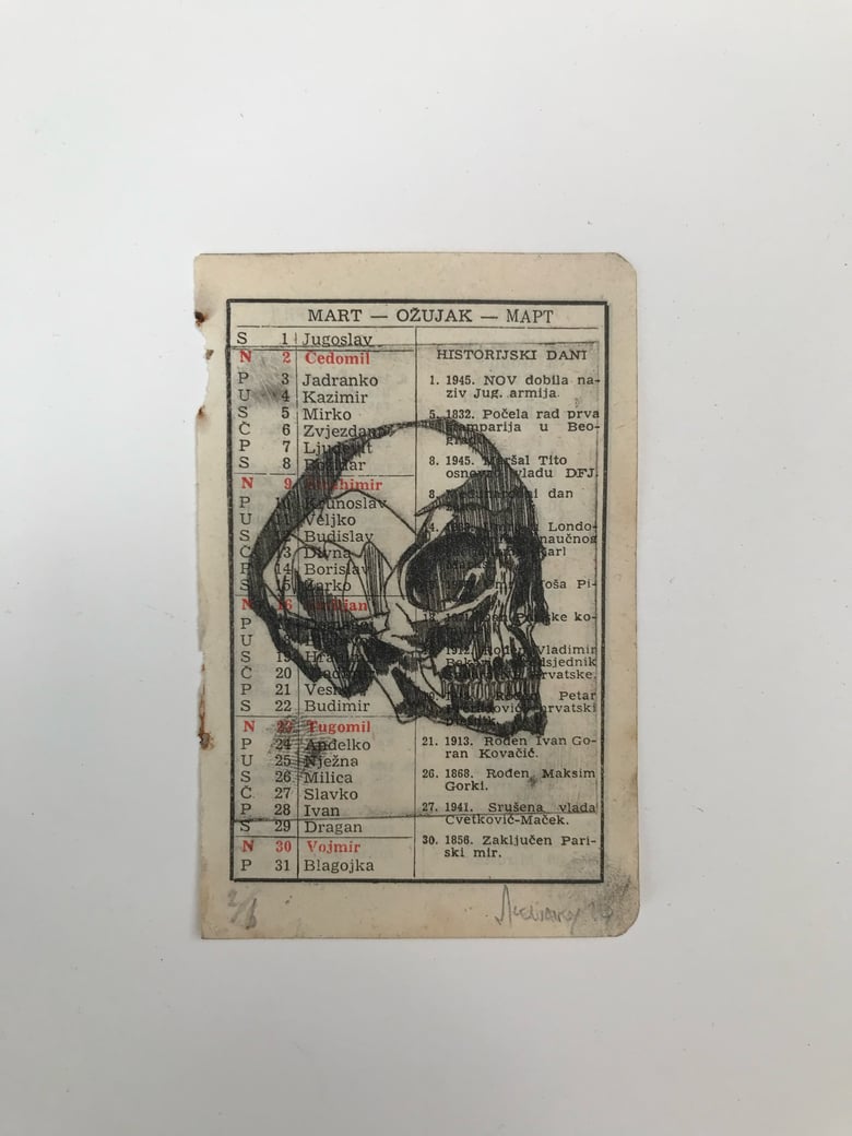 Image of Skull drypoint etching (March) 2/6 in series