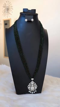 Image 1 of Hima_Long American Diamond Hydrocrystal Necklace Featuring Goddess Laxmi 