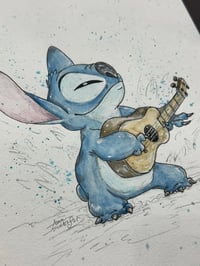 Image 2 of Guitar Stitch Ink and Watercolor Original 