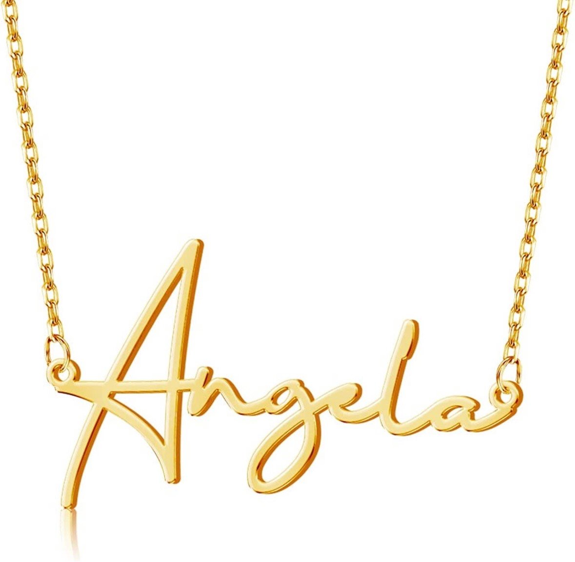 Cursive Name Plate Necklace Angela 