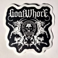 Image 1 of Goatwhore Emblem "The Answer To The Death Of Gods" DIE CUT Glossy Finish LAMINATED Vinyl Sticker 