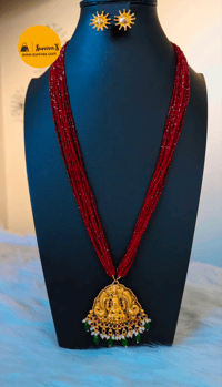 Image 3 of THJ_9910-Hydrocrystral Temple Jewelry Necklace Set Featuring Goddess Laxmi