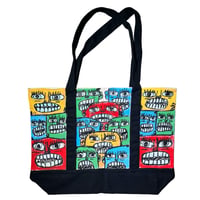 Image 2 of COLORFUL FACES CANVAS TOTE BAG