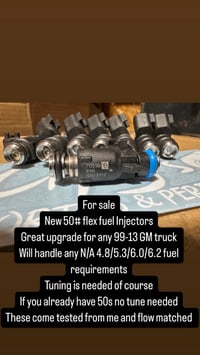 Image 1 of Set of 8 Flow Matched Genuine OEM GM 12613412 Flex Fuel 50lb/hr Injectors TBSS 