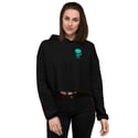 Black Crop Hoodie with Mint and White Logos