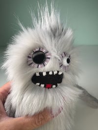 Image 2 of Small Weighted Monster w/ Heart - Silver Gray