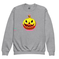 Image 7 of Youth Crewneck Sweatshirt - Jack O Lantern Vintage Red-Yellow