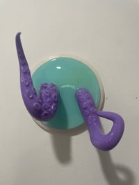 Image 1 of Double lilac tentacles on teal and white base jewelry holder