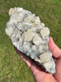Image 2 of Green Fluorite On Druzy Quartz With UV Dog Tooth Calcite #2223