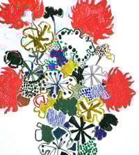 Image 3 of Fantasy geraniums unframed original oil pastel drawing