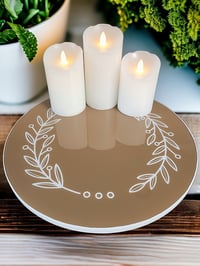 Image 3 of 14" Lazy Susan Turntable Epoxy Resin Art Simple Leaves Tan