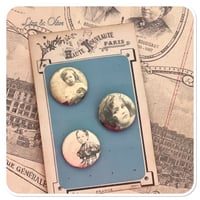 Image 1 of pack of 3 vintage style pin badges