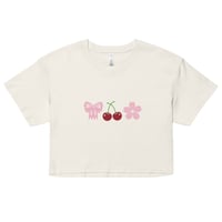 Image 1 of Cute Bow, Cherry and Cherry Blossom Icon Crop Top 