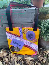 Image 1 of Yellow Tote Bag With Unicorns And Castles