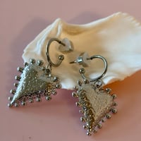 Image 1 of Dotty Heart Half Hoops - Stainless