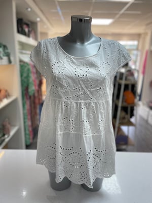 Image of Broaderie Anglaise Tiered Top With