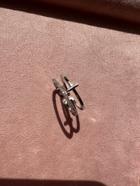 Image 6 of Cross double ring 十字双层锆石银色戒指