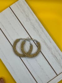 Image 1 of Matte Gold Beaded Hoops