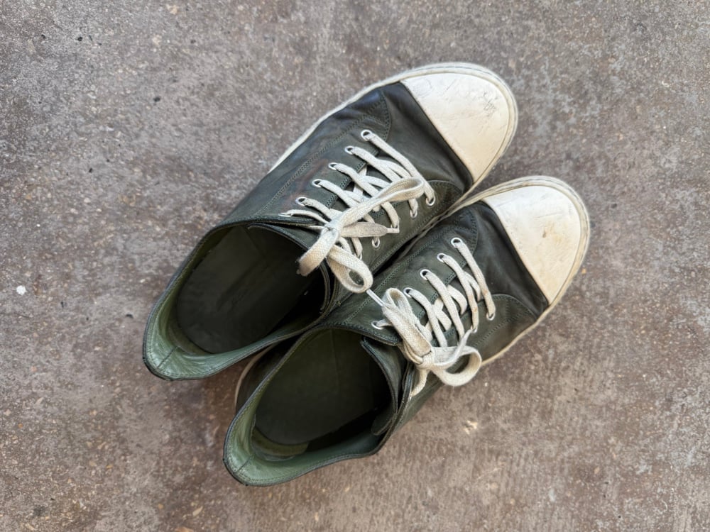 Image of Rick Owens Olive Mainline Low Ramones