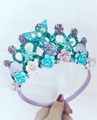 Image 3 of Mermaid Princess Tiara crown birthday hat accessories 