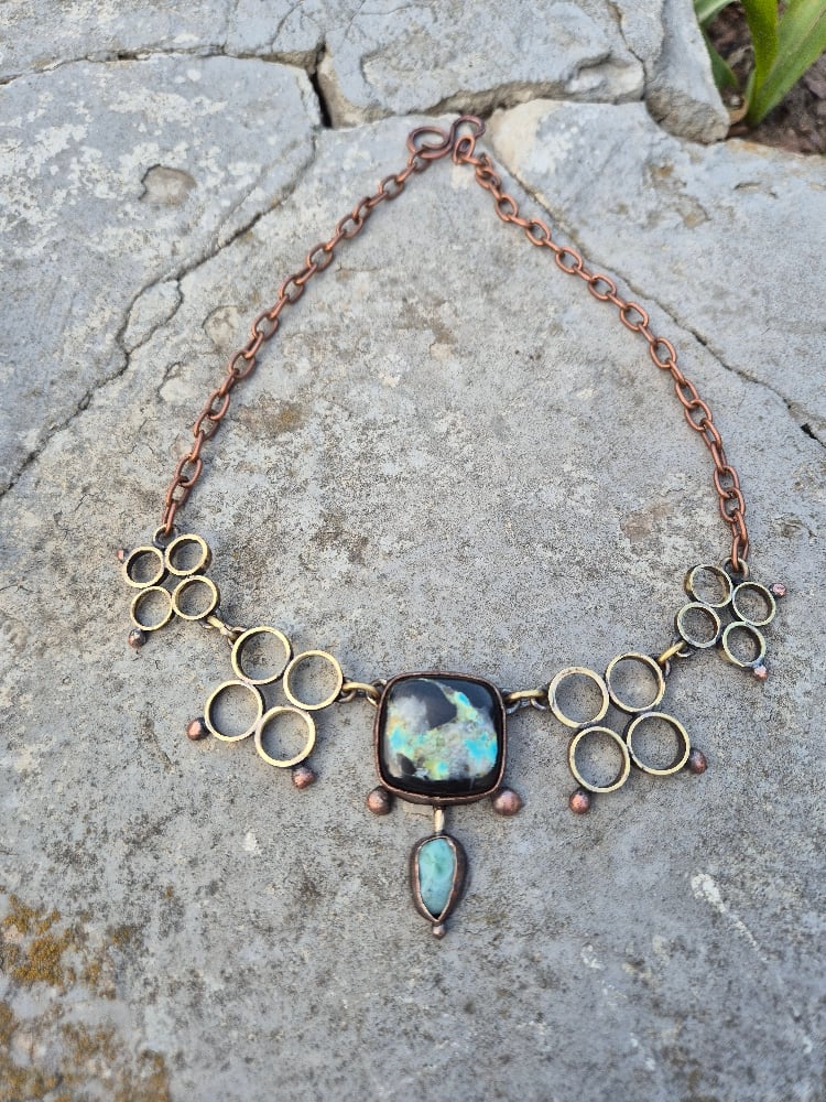 Bullet casings black and blue necklace 