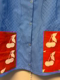 Image 4 of Blue shirt with cherry’s (s)