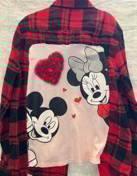 Children's Vintage Red/Black Flannel Shirt Mickey and Minnie
