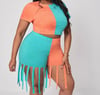 Crop Color Block 2piece