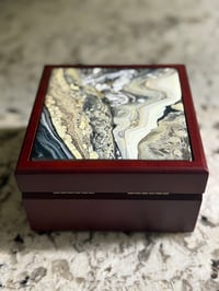 Image 2 of Wood Box With Poured Paint Detail #106