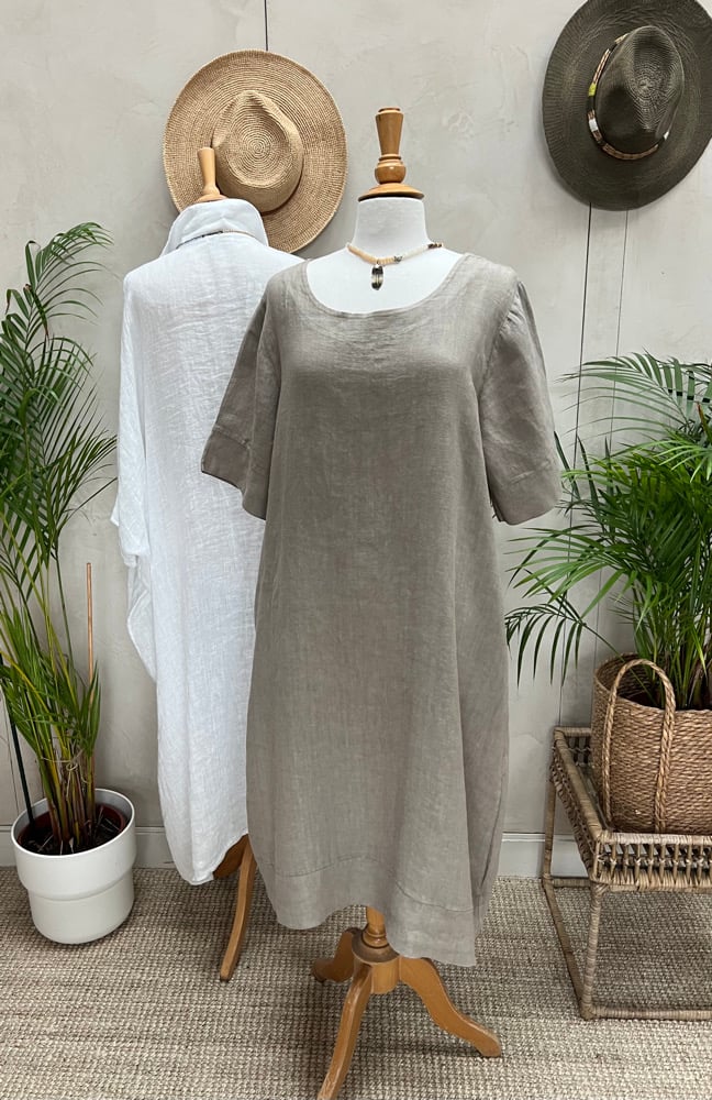 Image of Robe En Lin Gaïa II Taupe 